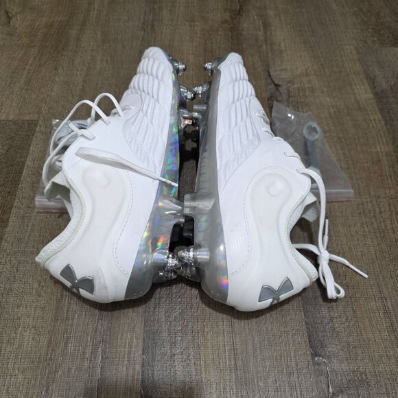 Under Armour Soccer Cleats White Chrome Studs Men’s US 12.5 / UK 11.5 / EU 47 NW - Picture 9 of 9